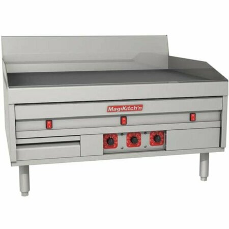 MAGIKITCHN 24in Electric Chrome Countertop Griddle w Solid State Thermostatic Controls-208V 1 Phase 11.4 kW 554MKESTC24B